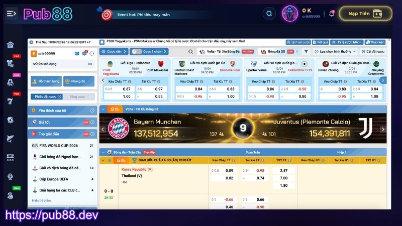 Cá cược bóng đá tại sảnh cược thể thao PUB88