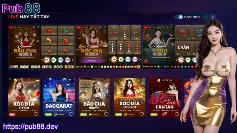 Các trò chơi nội bật tại Live Casino PUB88
