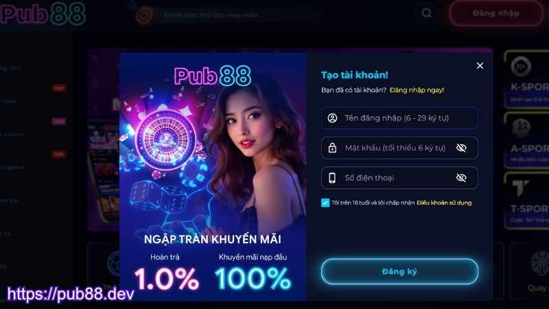Điều kiện đăng ký PUB88 cho cược thủ mới