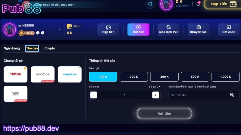 Hướng dẫn rút tiền PUB88 nhanh và an toàn