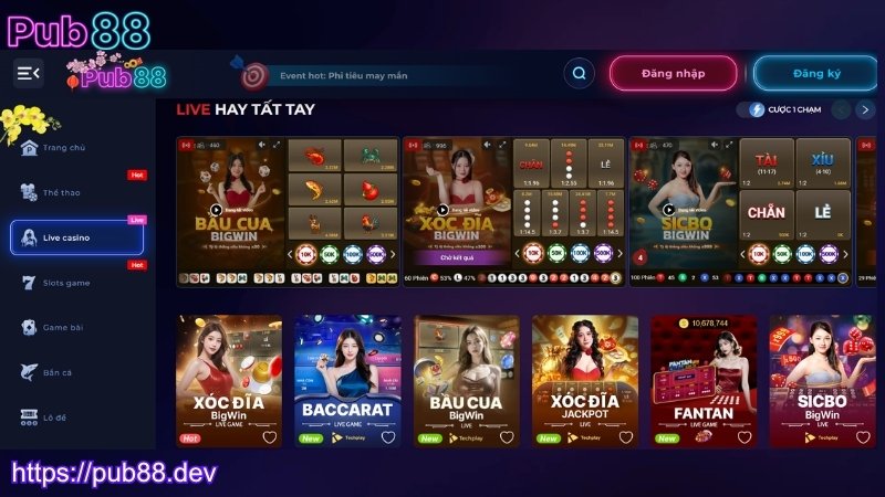 Live Casino PUB88 cược không giới hạn