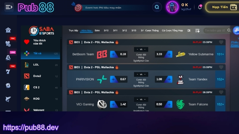 Ưu điểm của cá cược Esport PUB88