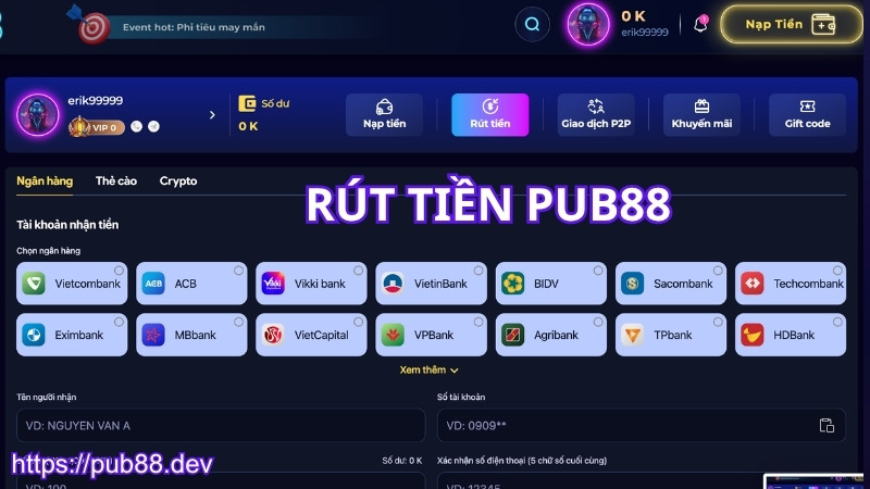 Ưu điểm khi thực hiện rút tiền PUB88